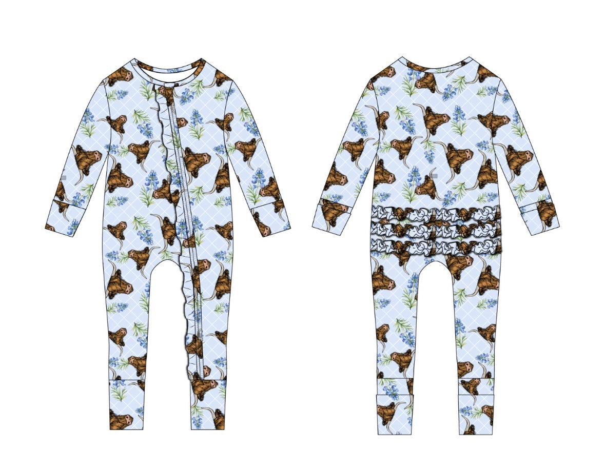 “ Better In Texas” Ruffle Zippy Bamboo Pajamas PREORDER