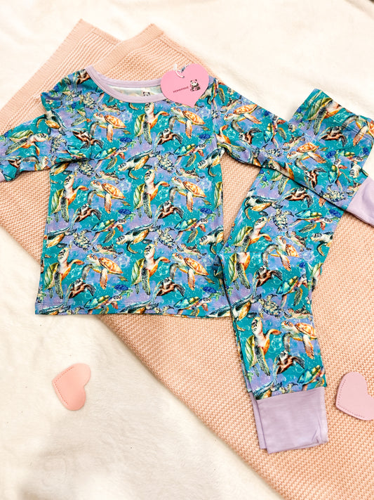 “Turtles” Two Piece Bamboo Pajamas