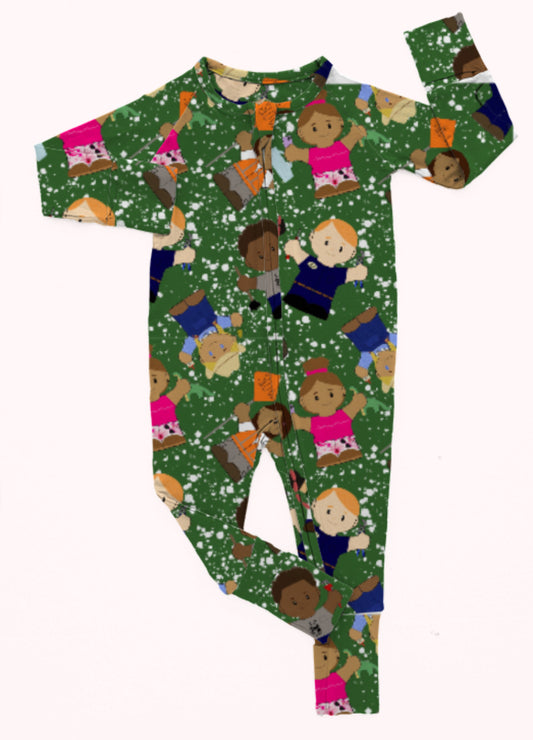 "Spend My Dollar" Zip-Up Bamboo Pajamas